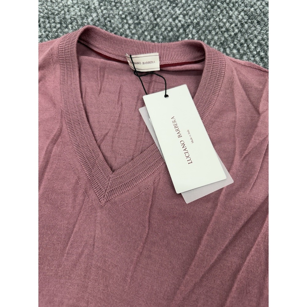 Luciano Barbera Men's 50 (M) Mauve Wool Knit Lightweight Pullover Sweater *Read*